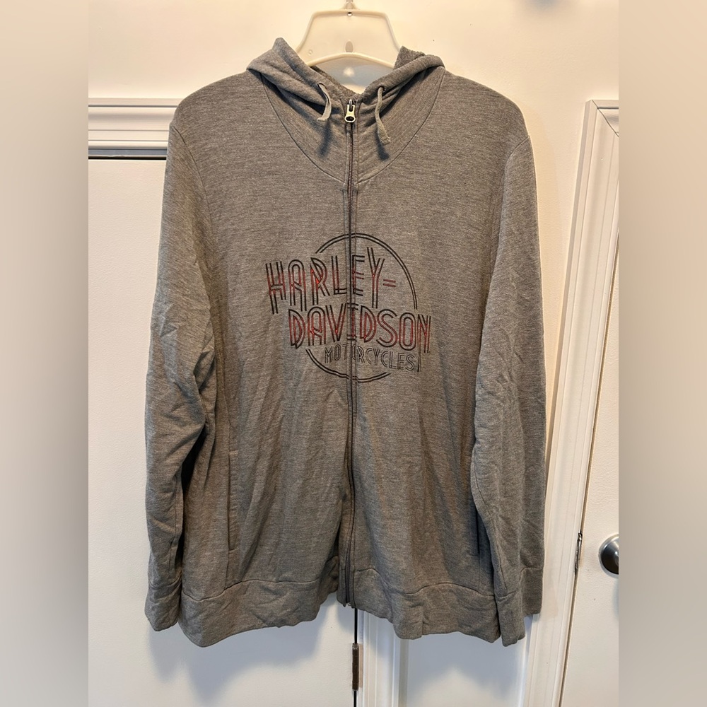 Harley Davidson Hoodie Women 1X Gray Appalachian PA Full Zip Motorcycle 2000s